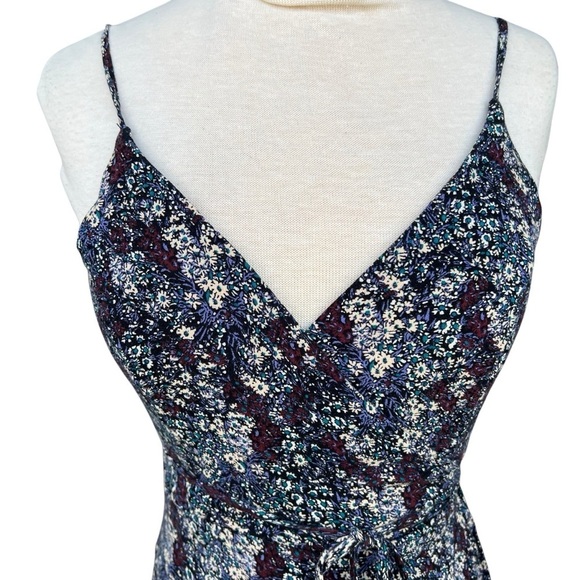 Free People Intimately All My Love Purple Floral Wrap Mini Dress Ruffle Small - Picture 3 of 9